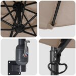 vidaXL slnečník na terasu Taupe Polyester Veľký Skladací Okrúhly – Obrázok 7