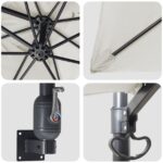 vidaXL Patio Slnečník Piesková Polyester, Hliník Veľký Sklopný – Obrázok 7