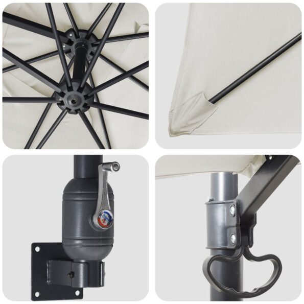 vidaXL Patio Slnečník Piesková Polyester, Hliník Veľký Sklopný – Obrázok 7