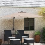 vidaXL Slnečník na terasu Taupe Polyester Veľký Skladací