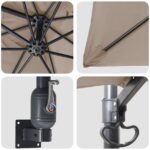 vidaXL Slnečník na terasu Taupe Polyester Veľký Skladací – Obrázok 7