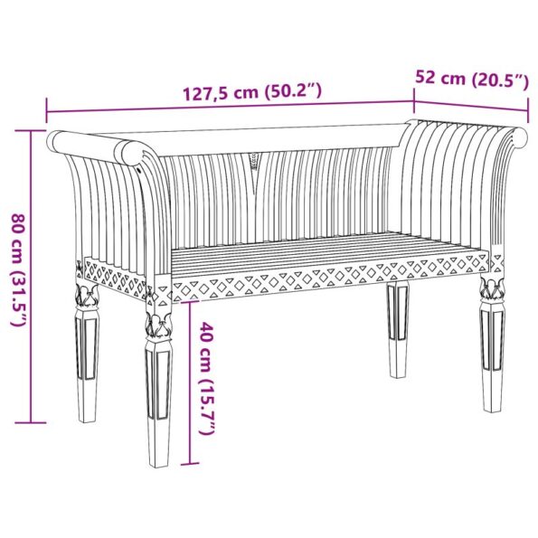 vidaXL Záhradná lavička 127.5x52x80 cm Masívne drevo Teak – Obrázok 11
