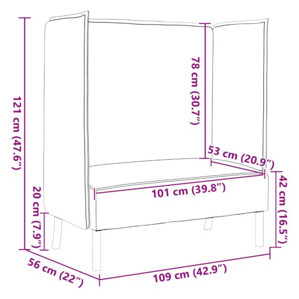 vidaXL Pohovka s vysokým operadlom Vínovočervená 109x56x121 cm Látka – Obrázok 9