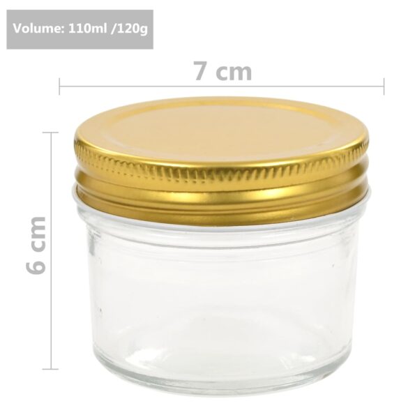 50797_7.jpg vidaXL Sklenené zaváracie poháre so zlatými viečkami 96 ks 110 ml – Obrázok 7
