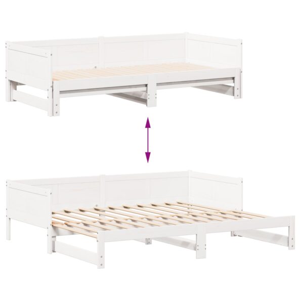 vidaXL Výsuvná posteľ Biela 90x200 cm Masívne borovicové drevo – Obrázok 12