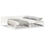 vidaXL Výsuvná posteľ Biela 90x200 cm Masívne borovicové drevo – Obrázok 4