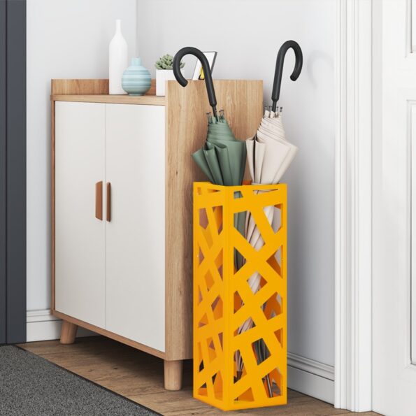 vidaXL Stojan na dáždniky Horčicová žltá Kov Stredný Elegantný – Obrázok 3