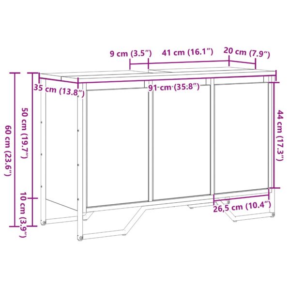 vidaXL Kúpeľňová skriňa Staré drevo 91x35x60 cm Drevotriesková doska – Obrázok 11