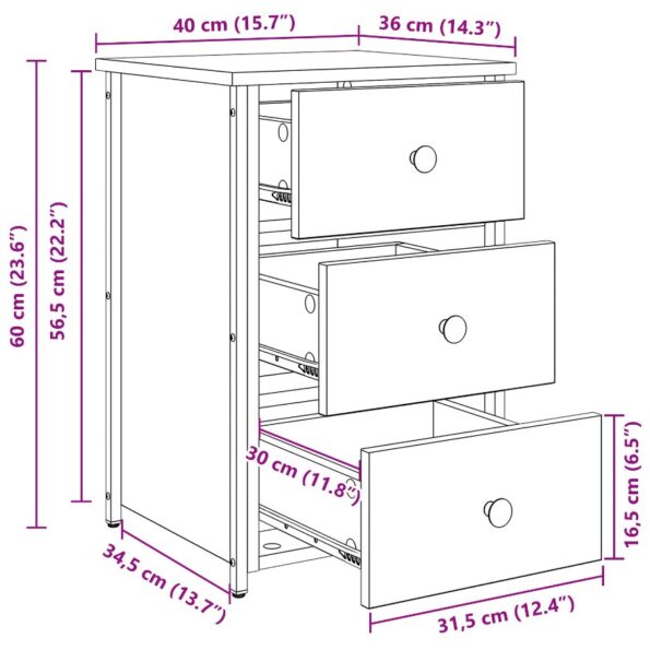 vidaXL Nočné stolíky zo starého dreva Stare drevo Drevotriesková doska, Kov – Obrázok 12
