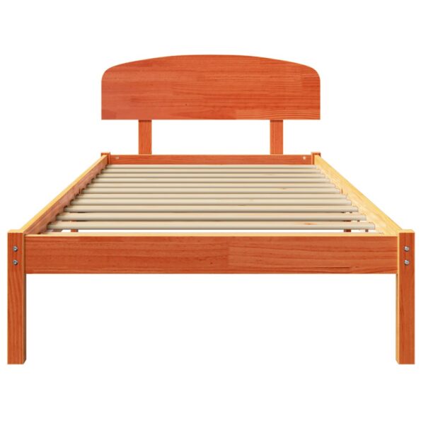 vidaXL Rám postele s čelom Voskovaná hnedá 90x200 cm Pevný drevený borovicový – Obrázok 6