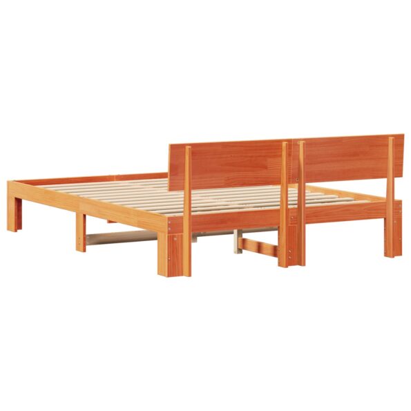 vidaXL Rám postele s čelom Voskovaný hnedý 150x200 cm Masívna borovica – Obrázok 8