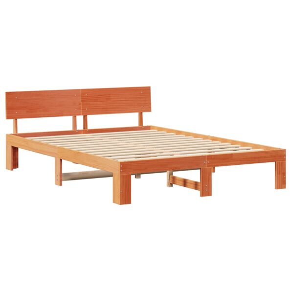 872652_2.jpg vidaXL Rám postele s čelom voskovaný hnedý 140x200 cm masívne borovicové drevo – Obrázok 2