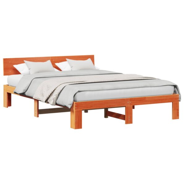 872652_3.jpg vidaXL Rám postele s čelom voskovaný hnedý 140x200 cm masívne borovicové drevo – Obrázok 3