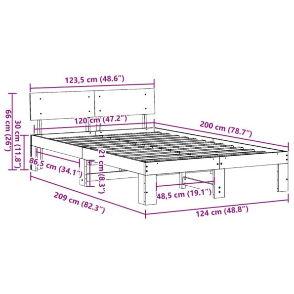 872655_10.jpg vidaXL Rám postele s čelom Voskovaná hnedá 120x200 cm Masívne boravicové drevo – Obrázok 10