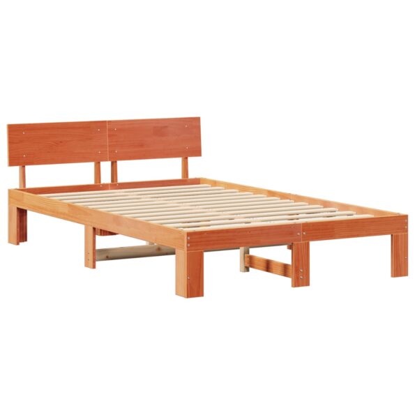 872661_2.jpg vidaXL Rám postele s čelom Hnedá 135 x 190 cm Masívne borovicové drevo – Obrázok 2