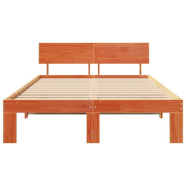 872661_6.jpg vidaXL Rám postele s čelom Hnedá 135 x 190 cm Masívne borovicové drevo – Obrázok 6