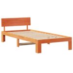 vidaXL Rám postele s čelom Voskovaná hneda 90x200 cm Masívne borovicové drevo – Obrázok 2