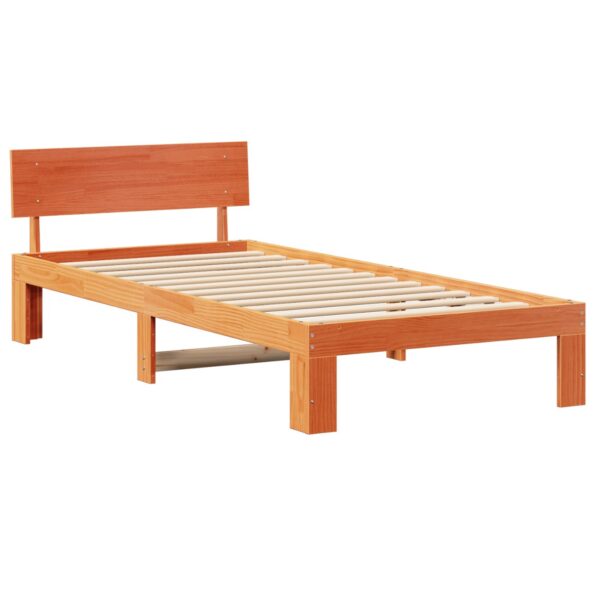 872670_2.jpg vidaXL Rám postele s čelom Voskovaná hneda 90x200 cm Masívne borovicové drevo – Obrázok 2