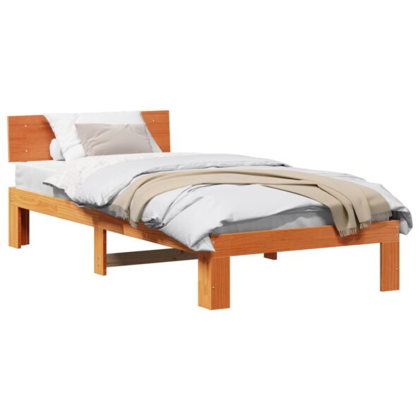 872670_3.jpg vidaXL Rám postele s čelom Voskovaná hneda 90x200 cm Masívne borovicové drevo – Obrázok 3