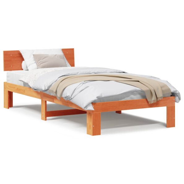 872670_4.jpg vidaXL Rám postele s čelom Voskovaná hneda 90x200 cm Masívne borovicové drevo – Obrázok 4