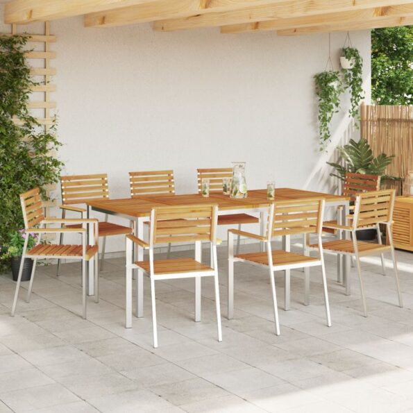 Záhradné stoličky vidaXL 8 ks 54,5x56x89 cm Masívne drevo akácie, Sklápacie záhradné stoličky vidaXL 4 ks Masívne drevo akácie a oceľ – Obrázok 3