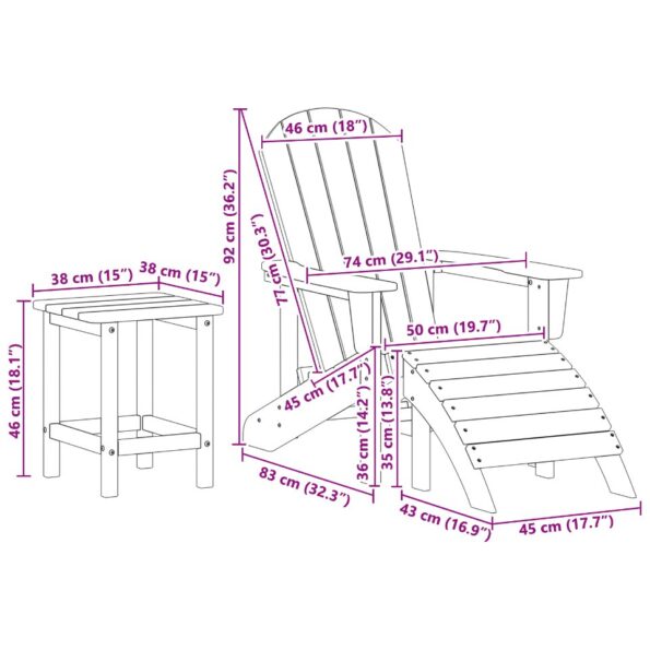 vidaXL 3-dielny záhradný lounge set Námornícka modrá HDPE – Obrázok 11