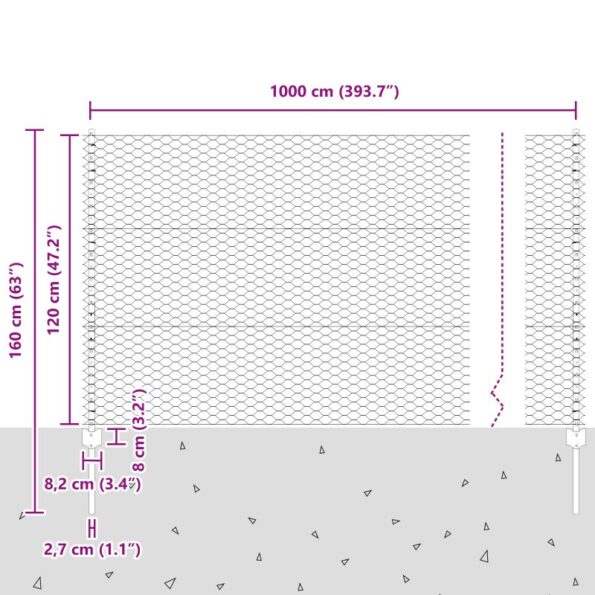 vidaXL Plot s podperou Sivá – Obrázok 11