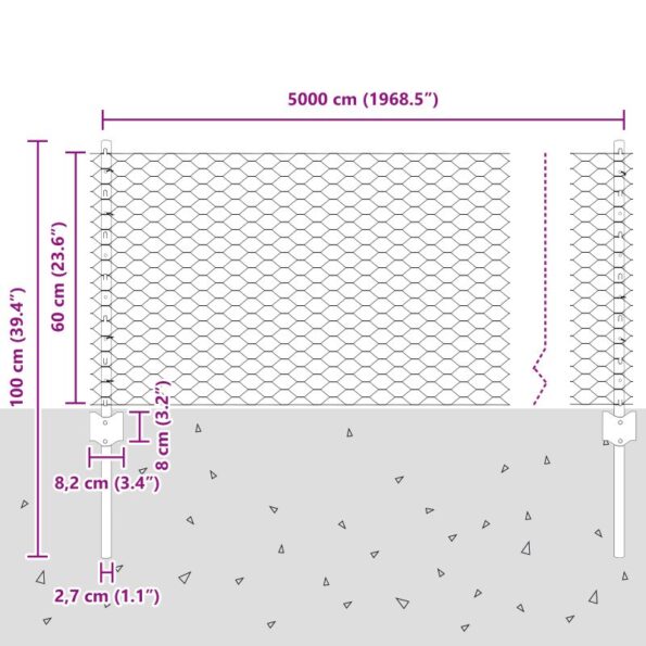 vidaXL Plotové stožiare 11 ks U-Kanál 60 cm pozinkovaná oceľ – Obrázok 10