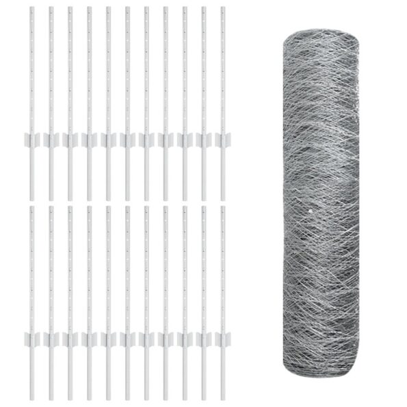 vidaXL Plotové stožiare 11 ks U-Kanál 60 cm pozinkovaná oceľ – Obrázok 4