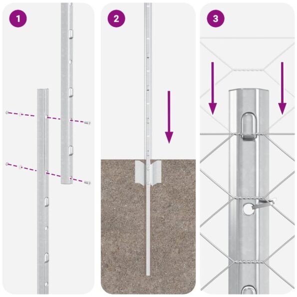 3337072_10.jpg vidaXL Plotové stĺpy 22 kusov U-kanál 100 cm pozinkovaná oceľ – Obrázok 10
