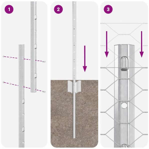 vidaXL Plotové stĺpy 22 ks U-kanál 140 cm pozinkovaná oceľ – Obrázok 10