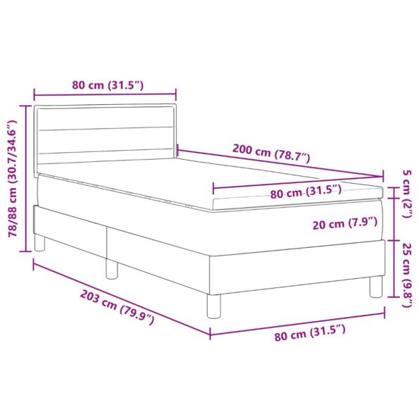 vidaXL Pružinová posteľ s matracom Tmavohnedá 80x200 cm Tkanina – Obrázok 12
