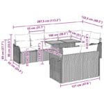 vidaXL 9-dielny záhradný sedací set s vankúšmi béžový poly ratan akácia – Obrázok 11
