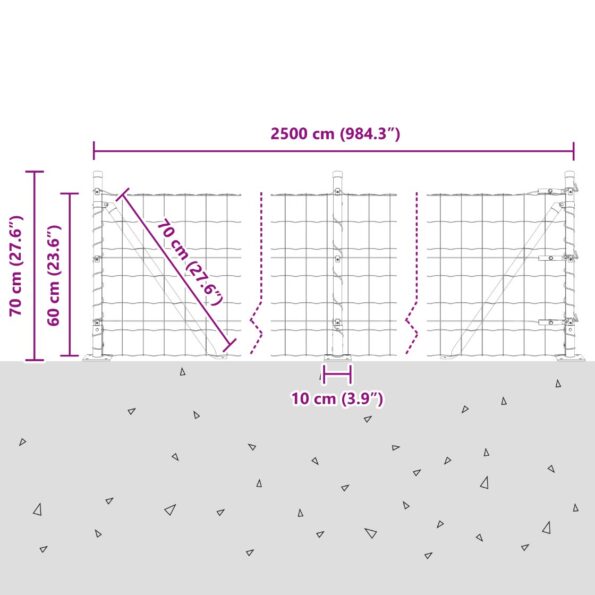 vidaXL Euro plot s 13 flanged posts 0.6x25 m pozinkovaná oceľ – Obrázok 13