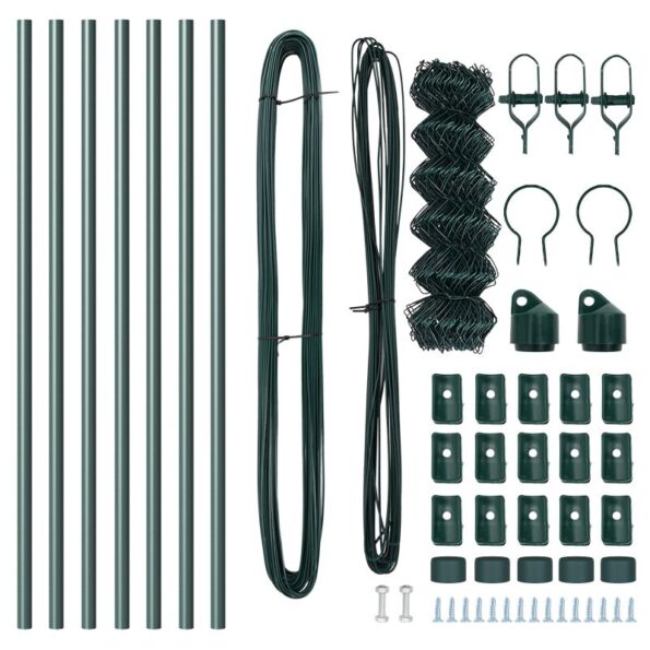 vidaXL Oplotenie z reťazového pletiva s 7 stĺpikmi 0.4x10 m Galvanizovaná oceľ Zelená – Obrázok 5