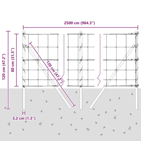 vidaXL poľný plot 0.8x25 m pozinkovaná oceľ – Obrázok 12