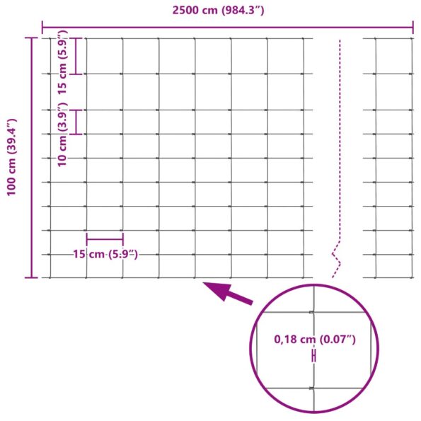 vidaXL Poľný plot 1x25 m Pozinkovaná oceľ – Obrázok 13