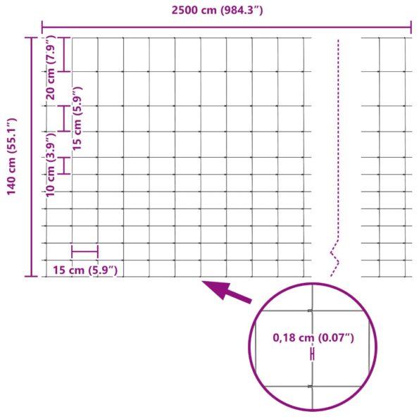 vidaXL Field Fence 1.4x25 m Pozinkovaná oceľ – Obrázok 13