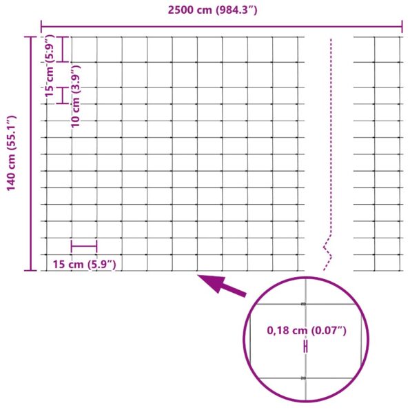 vidaXL Oplotenie poľa 1.4x25 m Pozinkovaná oceľ – Obrázok 13