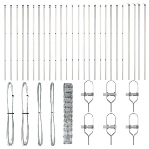 Pole závora vidaXL 1,2x50 m pozinkovaná oceľ, Stĺpiky do závory vidaXL 13 ks Ø32 mm 170 cm pozinkovaná oceľ – Obrázok 4