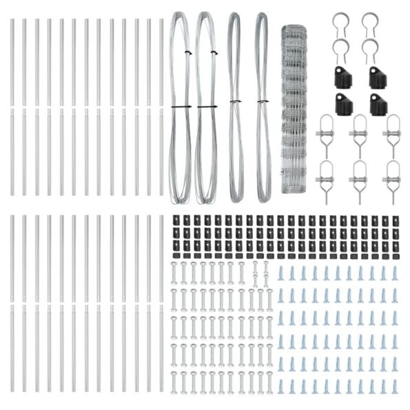 Pole závora vidaXL 1,2x50 m pozinkovaná oceľ, Stĺpiky do závory vidaXL 13 ks Ø32 mm 170 cm pozinkovaná oceľ – Obrázok 5
