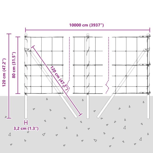vidaXL Polia plot 0.8x100 m Pozinkovaná oceľ – Obrázok 12