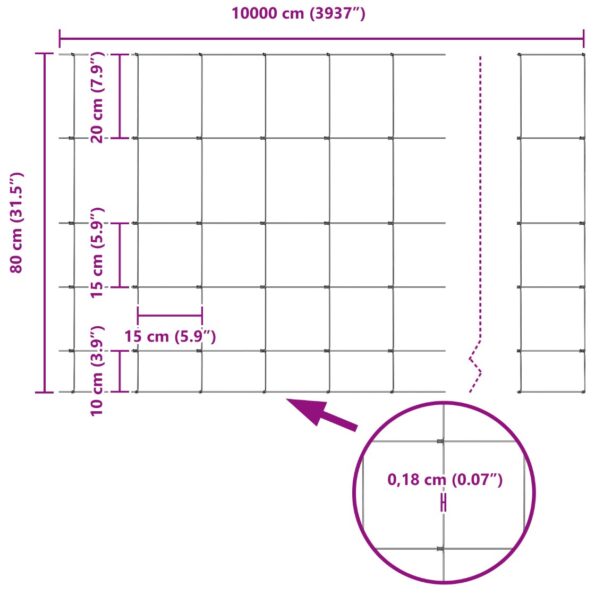 vidaXL Polia plot 0.8x100 m Pozinkovaná oceľ – Obrázok 13