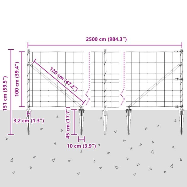 vidaXL Stĺp na plot. Zinkovaný 25 x 1 m Oceľ – Obrázok 13