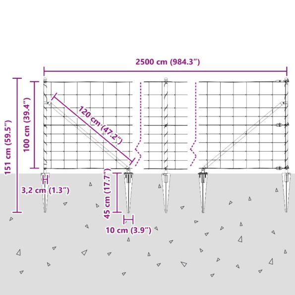 vidaXL Poľný plot 1x25 m Pozinkovaná oceľ – Obrázok 13