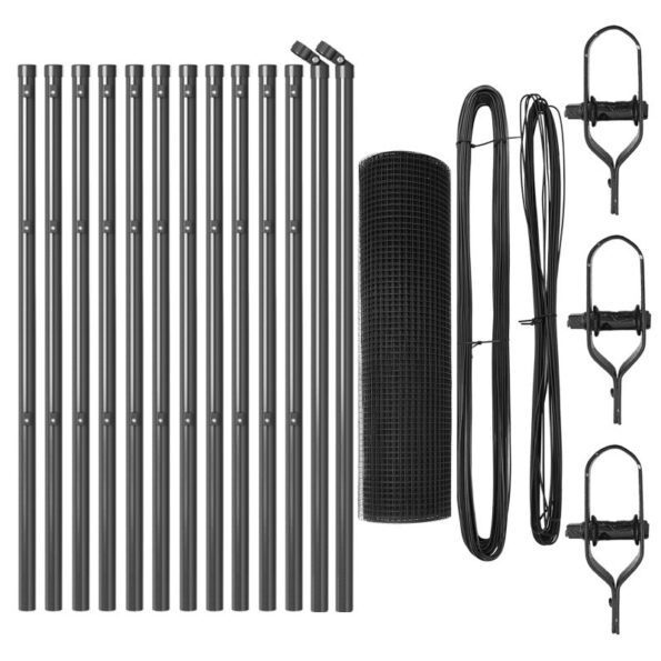 vidaXL Zvarený drôtový plot s 13 stĺpikmi šedý 0.6x25 m oceľ – Obrázok 4