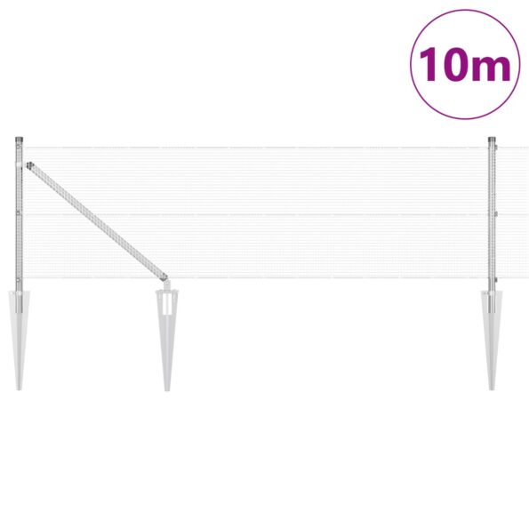 vidaXL Zvárané drôtené oplotenie s 7 hrotovými stĺpmi 0.4x10 m Pozinkovaná oceľ – Obrázok 3