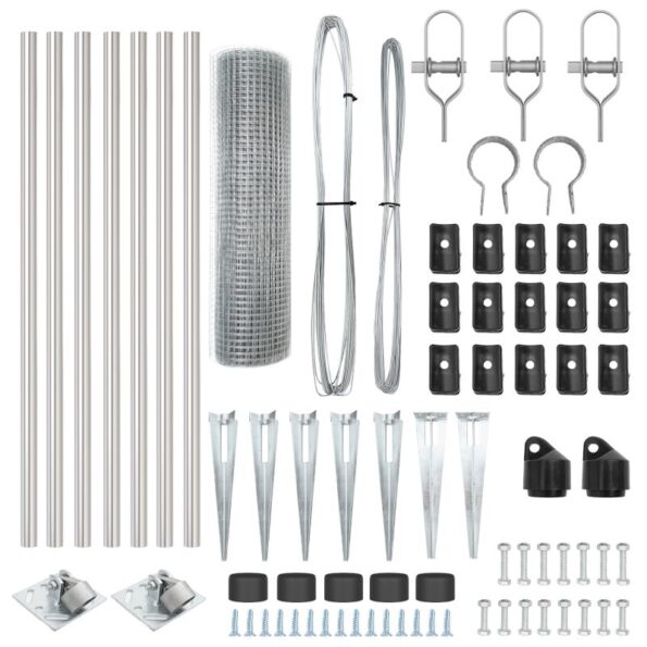 vidaXL Zvárané drôtené oplotenie s 7 hrotovými stĺpmi 0.4x10 m Pozinkovaná oceľ – Obrázok 5
