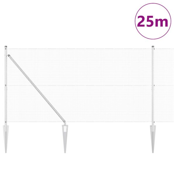 vidaXL Zváraný drôtový plot s 13 špicatými stĺpmi 1.4x25 m Pozinkovaná oceľ – Obrázok 3