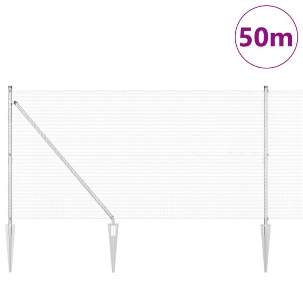 vidaXL Zváraný drôtový plot s 13 kolíkmi 1.4x50 m pozinkovanej ocele – Obrázok 3
